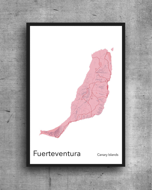 Fuerteventura green purple new print A modern minimalist map print of  Quality colourful poster of on quality art paper