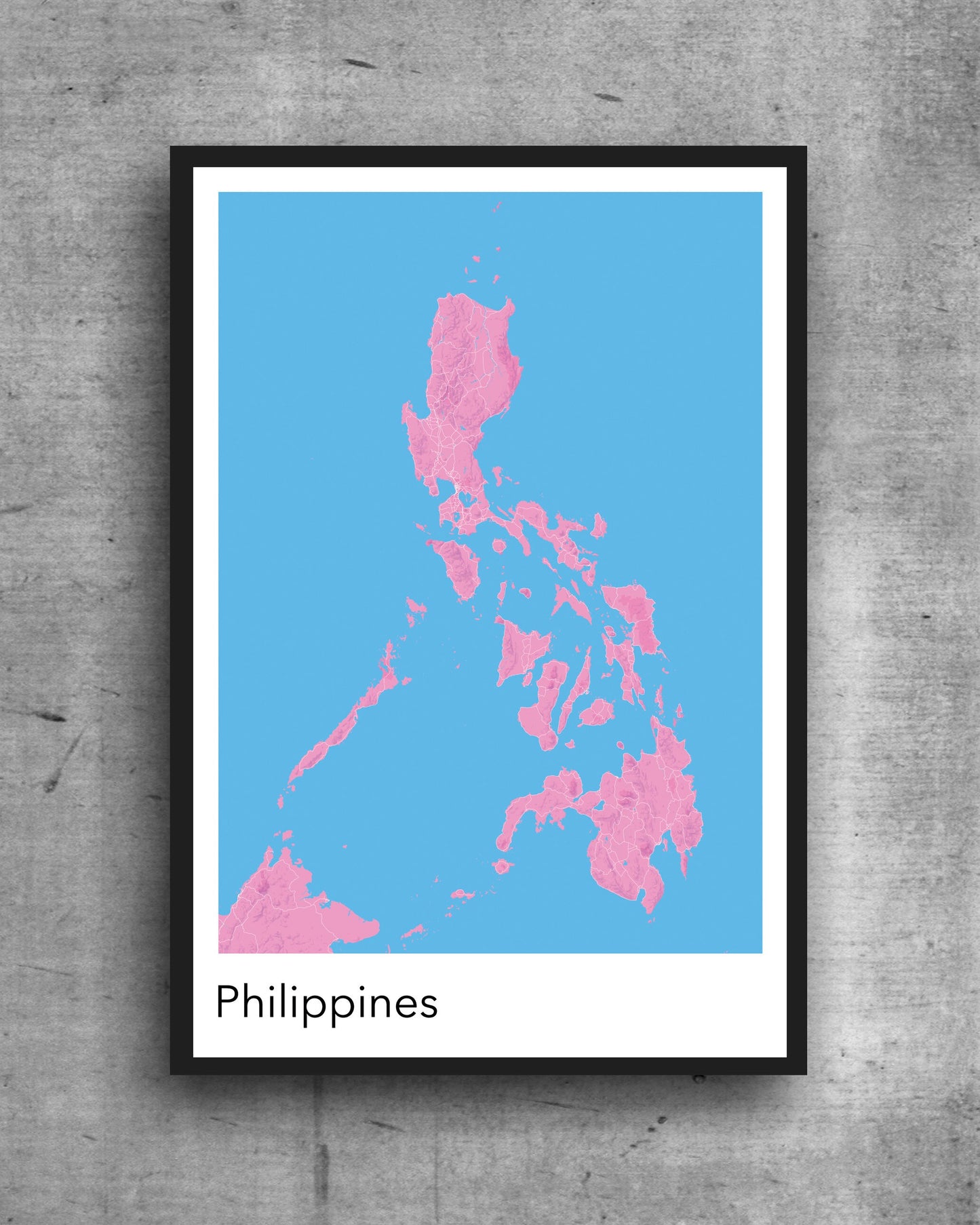 Philippines modern minimalist map print poster. Quality colourful poster of Philippines quality art paper