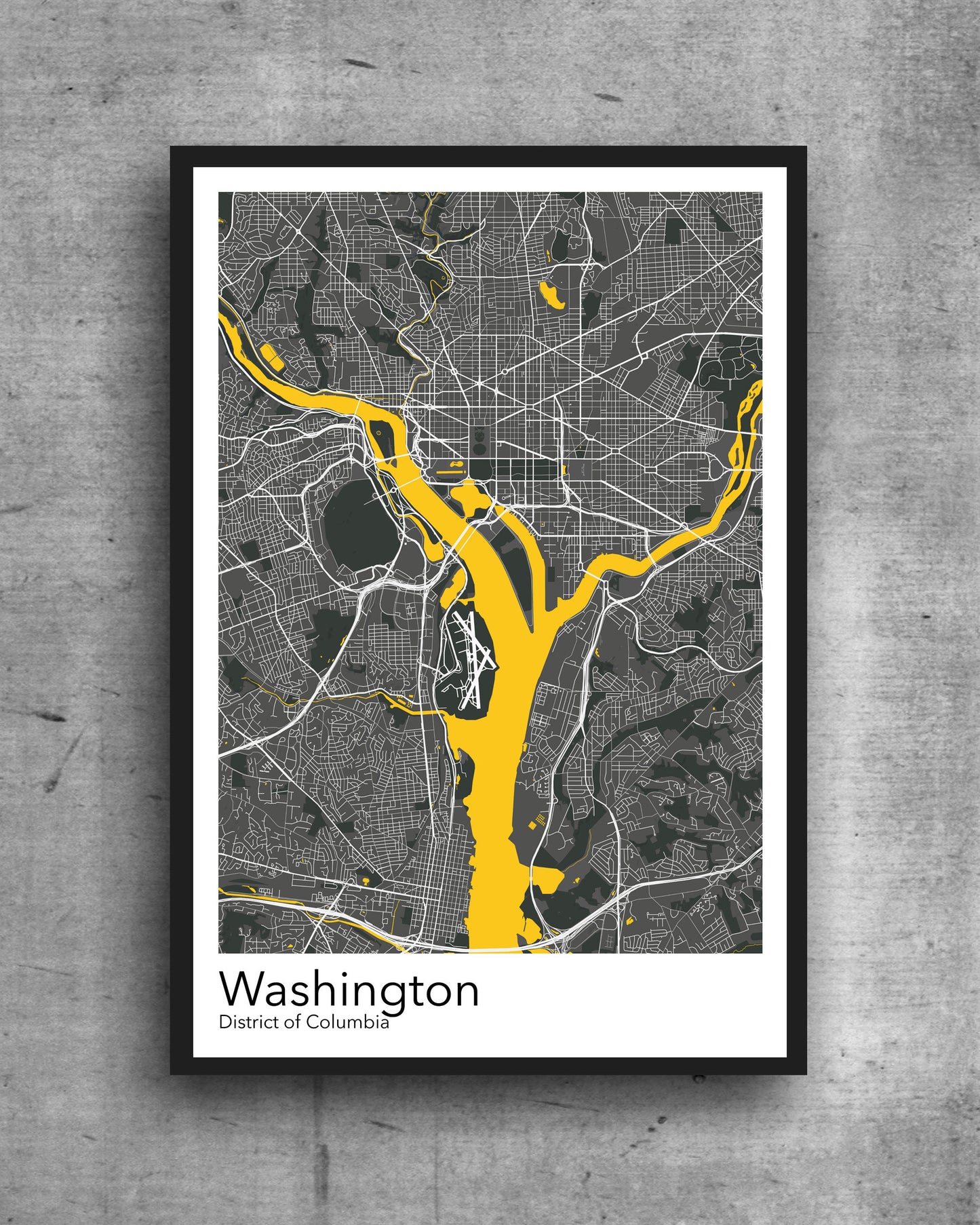 Washington DC modern minimalist map print poster. A colourful poster of Washington DC  on quality art paper